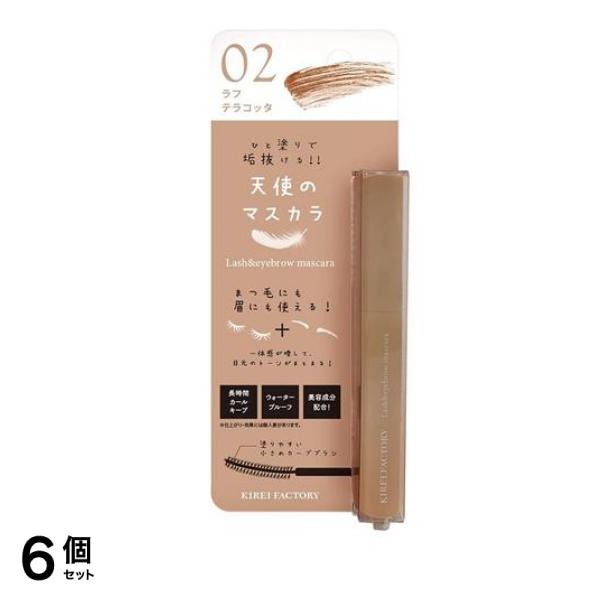 キレイファクトリー ラッシュ&アイブロウマスカラ 02 ラフテラコッタ 5.5mL 6個セット