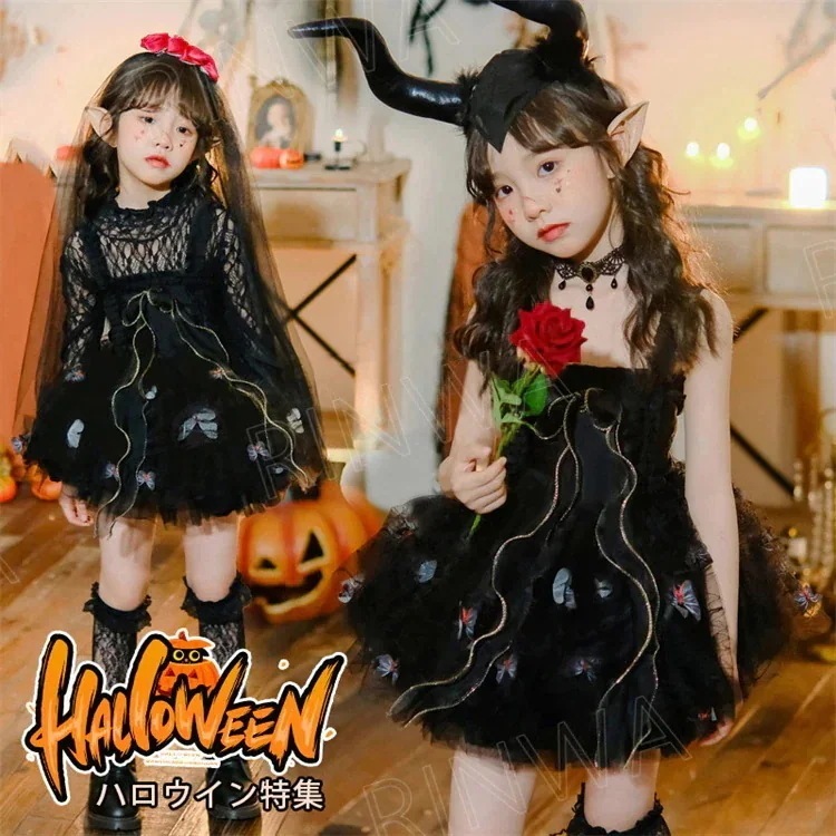 ハロウィン 衣装 子供 ハロウィン コスプレ 悪魔 魔女 ワンピース 花嫁 鬼花嫁 ハロウィン コスプレ ワンピース ドラキュラ キッズ コスム 魔女ハット 子供用 ハロウィン 衣装 仮装 コス