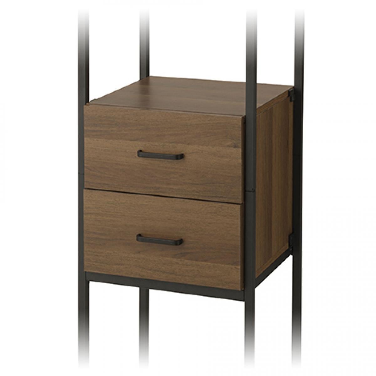 ドウシシャ ウッドシェルフ用 2段チェスト CN-F2C40BR ブラウン 幅74.5cm奥行42cm スチールラックパーツ ルミナス