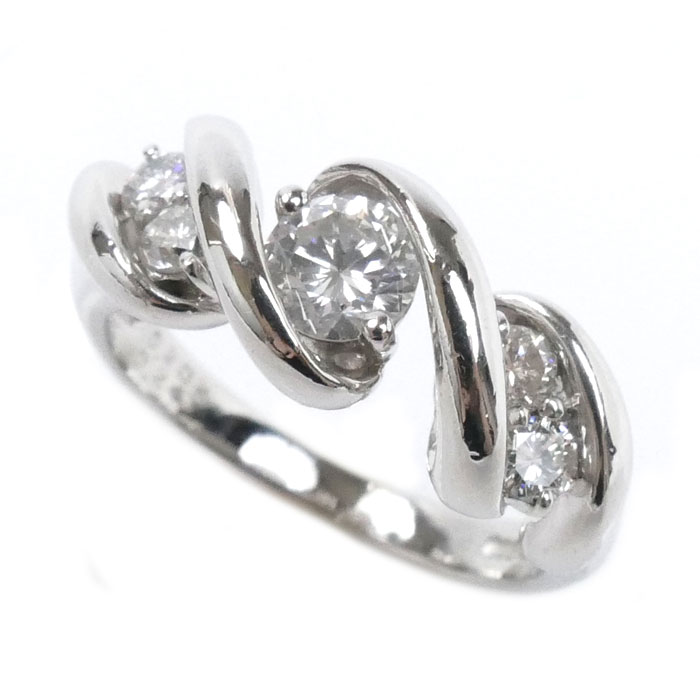 Pt900プラチナ リング・指輪 ダイヤモンド0.303ct/0.24ct 6号 5.3g レディース 中古 美品