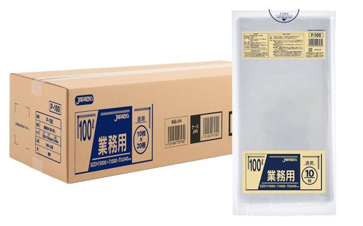 ジャパックス ゴミ袋 100L 透明 200枚 (10枚x20冊) 厚み0.04mm 丈夫で柔軟性のある ポリ袋 P-100 まとめ買い ケース販売
