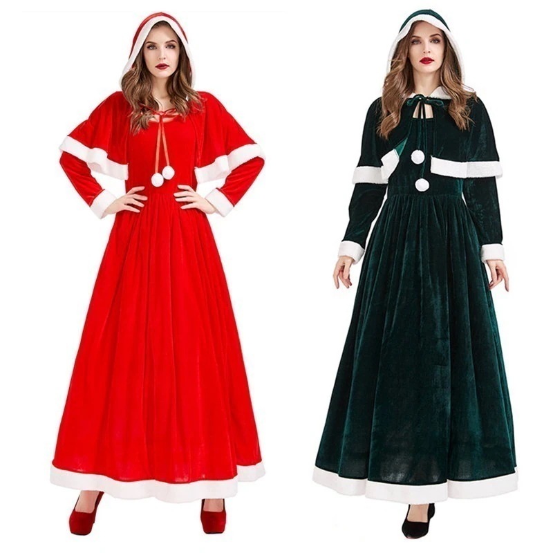 ハロウィンクリスマスパーティー制服欧米映画テレビセクシー気質女性サンタクロースクリスマスガールコスプレショー服ファッションファスナー個性かわいい仮装舞踏会お衣装を演じるケープワンピース 涼しく楽ちん