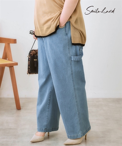 ロングパンツ 大きいサイズ メンズライクペインターワイドシルエットパンツ ゆったりヒップ