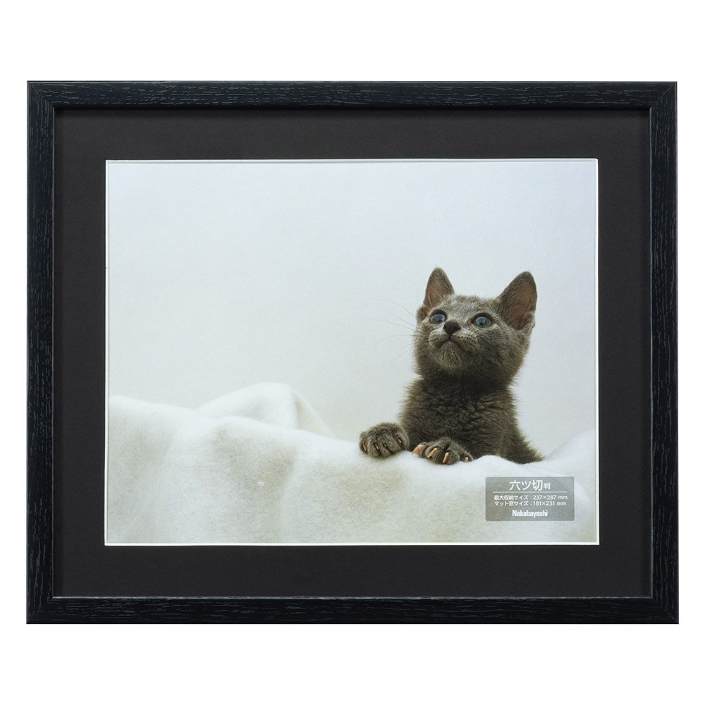 （まとめ買い）木製写真額 六ツ切 ブラック F-SW-112-D [x3]