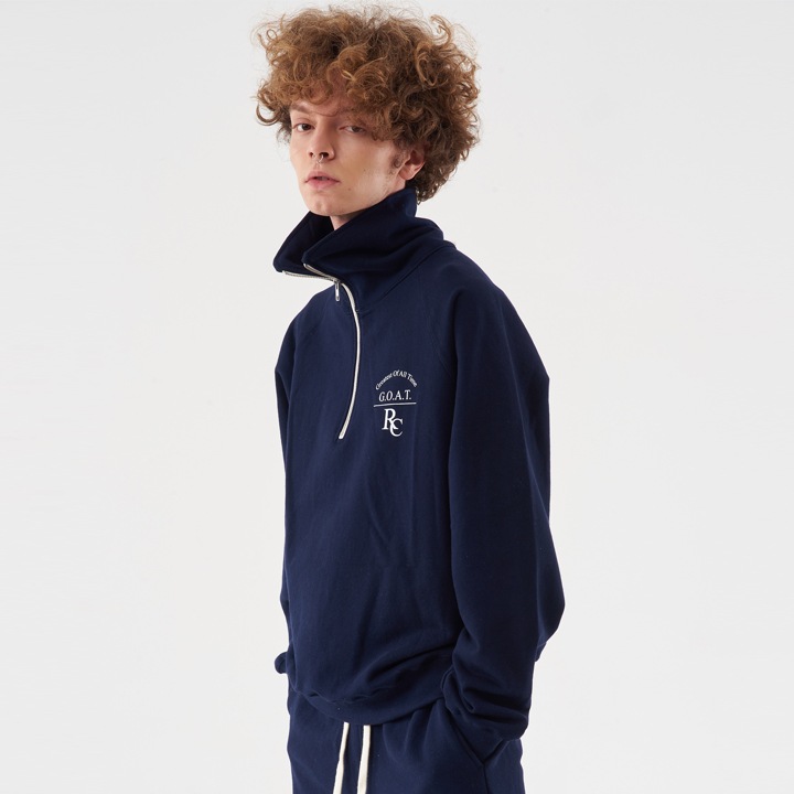 [M] Goat Half Zip-up Navy