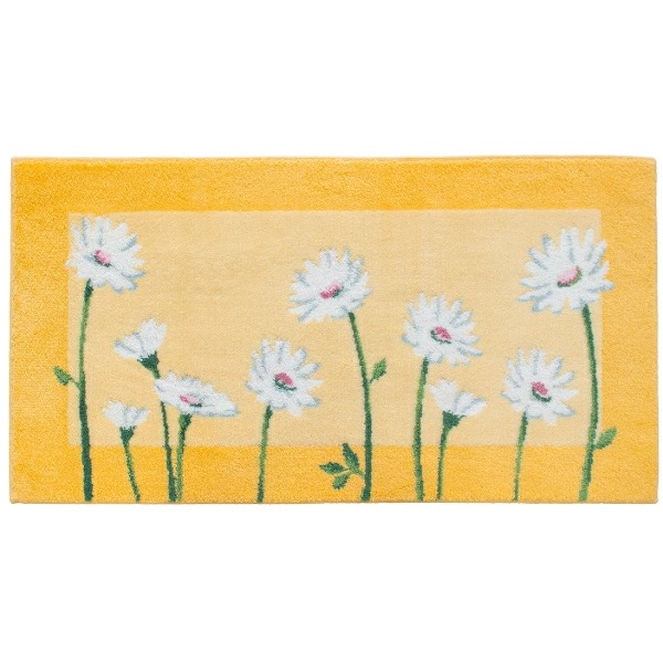イノセントデイジー 吸着 60×110cm 玄関マット イエロー 滑り止め 洗える 丸洗い 抗菌 防臭 エレガント