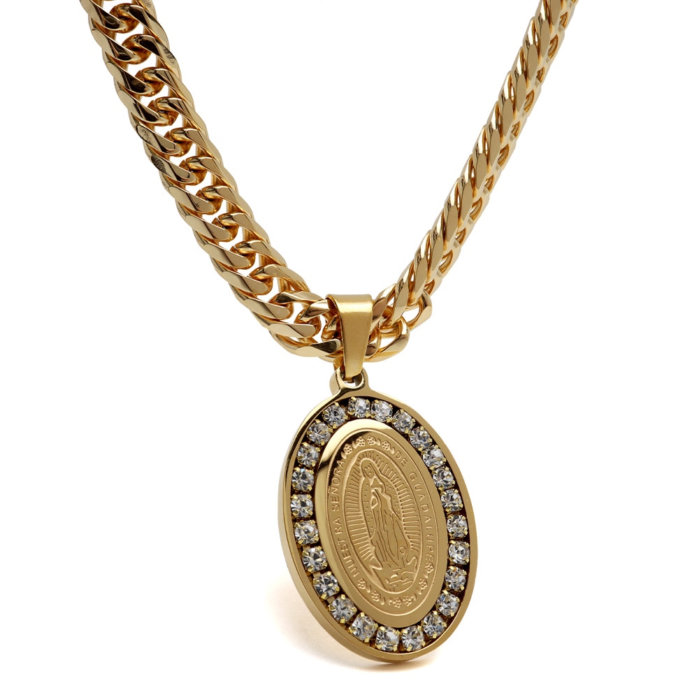 ステンレス マリアネックレス コイン [nc055-gold-n949-n348-7mm] 7,700円
