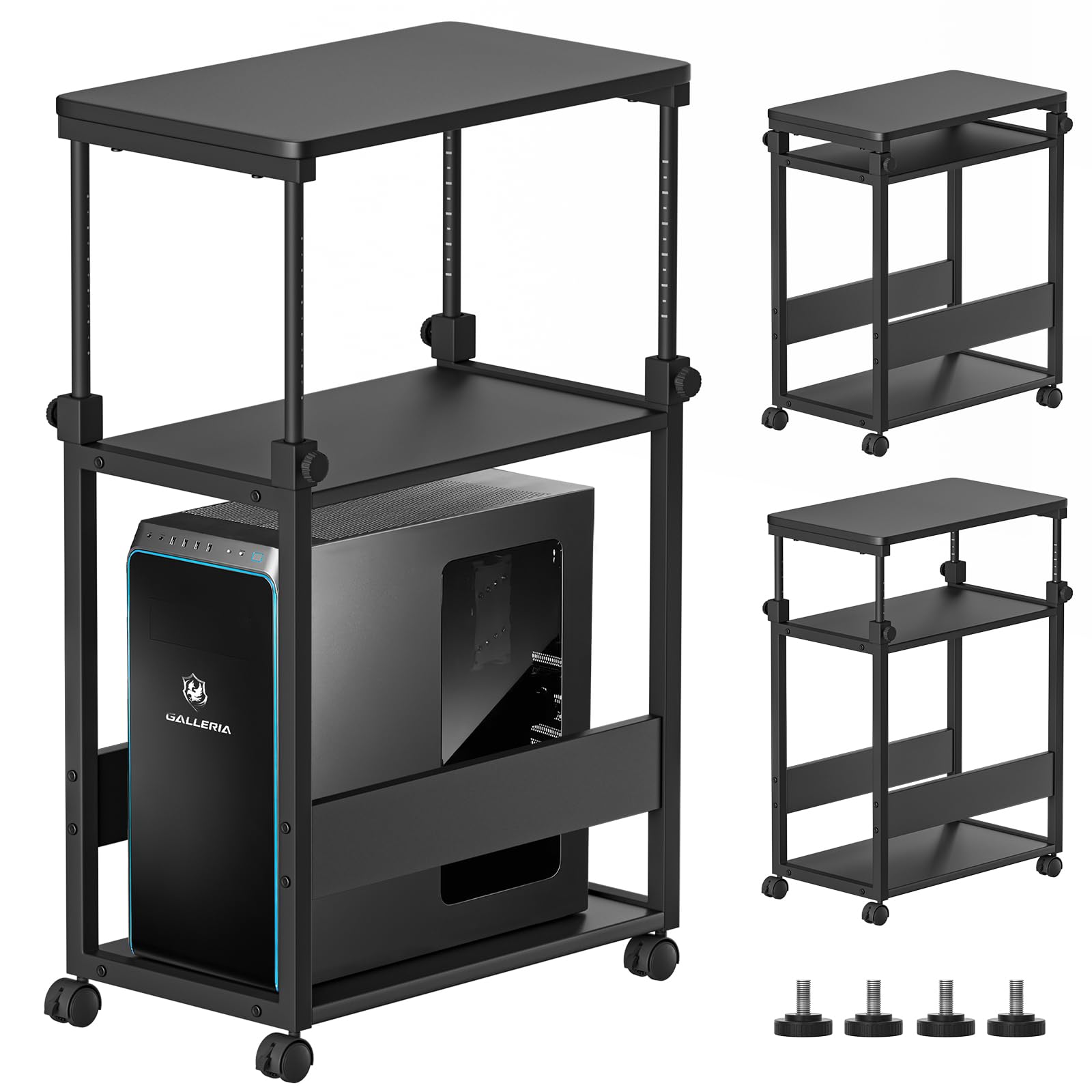 【収納バッグ付/L字】ゲーミングデスク 120x70cm リバーシブル棚付 L字型 パソコンデスク ワークステーション 勉強机 ブラック TIQLAB