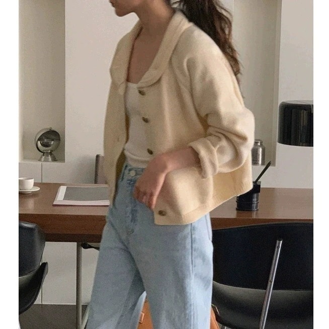 春秋 ニットカーディガン 甘く若返り感たっぷりな丸い立ちカラの長袖 ニットカーディガン ドッキング格子柄 ファッション トカーデオーバーサイズ秋冬アウター秋服秋物あた