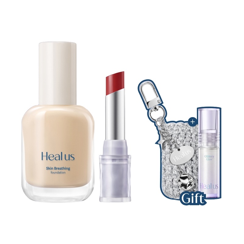 【BEST/リップキーリングポーチ＋ミニハイライター贈呈】ヒルアースベアリップグロー＆グローファンデーションSET 6,820円