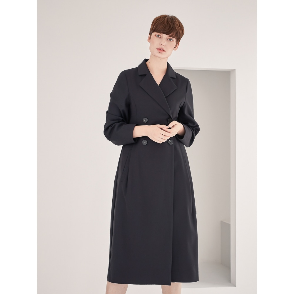 ACUD テーラードダブルボタンコートワンピース（ブラック）
