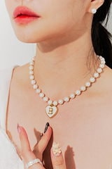 【BLACKPURPLE】Yeriel Pearl Ball Cubic Necklace ★ SUGA着用 BLACKPURPLE】Yeriel Pearl Ball Cubic Necklace ☆ SUGA着用