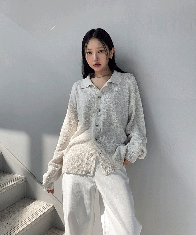 [ミュティ] ユニセックス ボカシ メッシュ カラーニット 4col