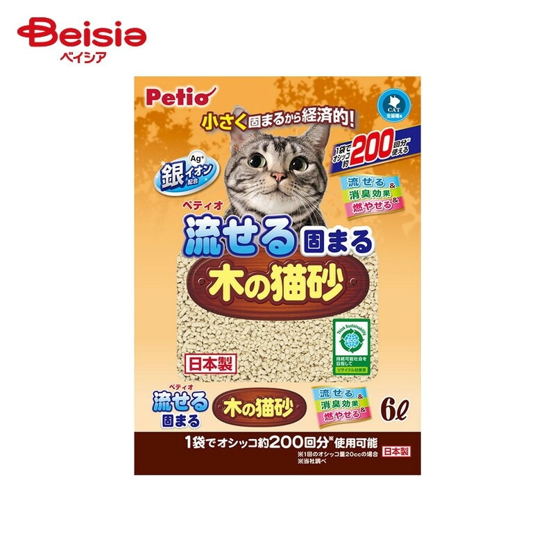 ペティオ 流せる固まる木の猫砂 6L ×7個 ペット