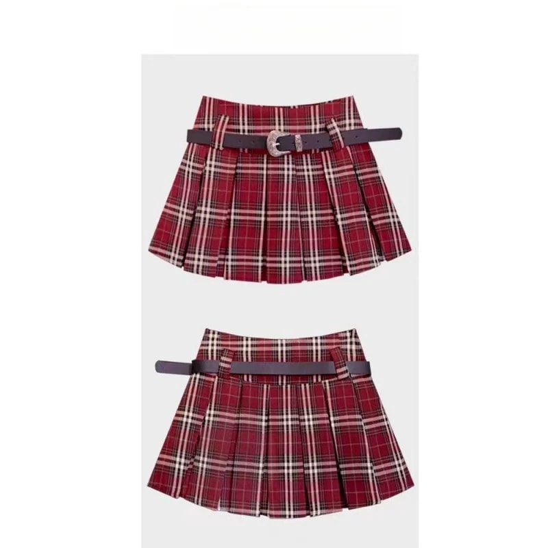 【1つ買うと10つ無料】春の小さなレトロカレッジスタイルハイウエストケーキスカートショートスカート