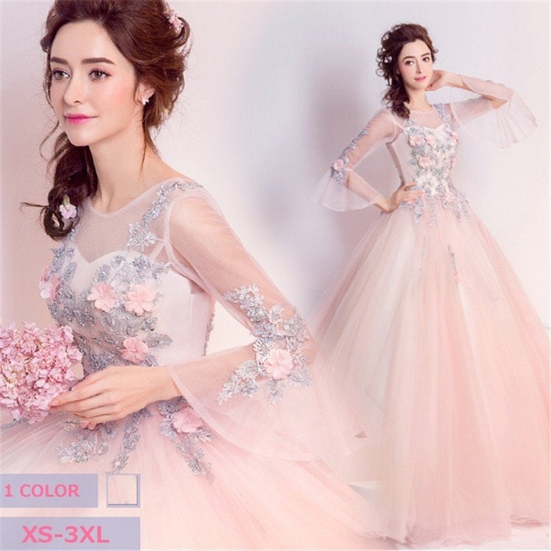ドレス パーティードレス ナイトドレス ウェディングドレス花嫁 セクシー 大きいサイズ 結婚式お呼ばれドレス韓国風花柄ドレスライン 演奏会披露宴司会者二次会