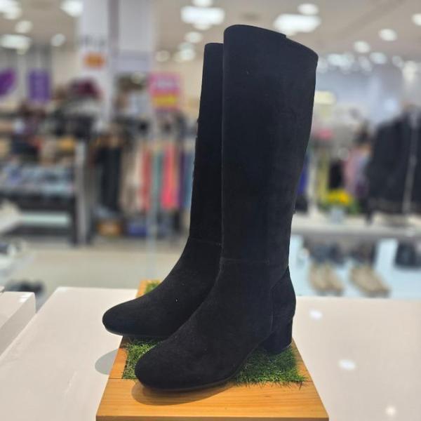 セーブゾーン04 女性スパンブロックヒール4.5cmスエードスパンロングブーツA ブラック 2DUS1 (S41030974)