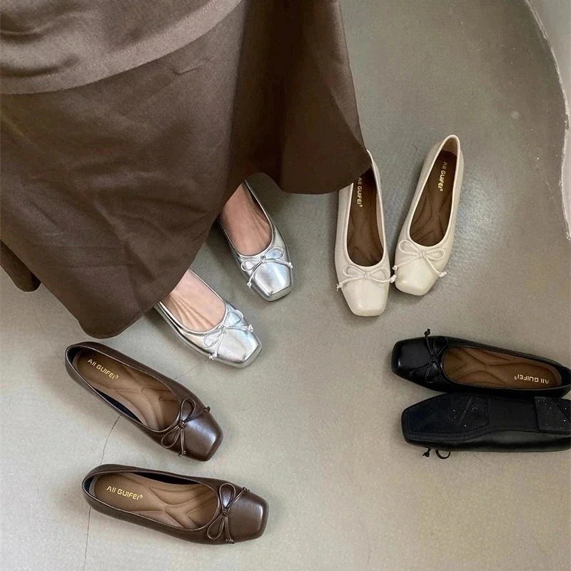 シングルシューズレディース秋パンプスパンプス優しいリボンバレエシューズ フラットシューズ レディース 靴 人気 韓国ファッション靴春夏