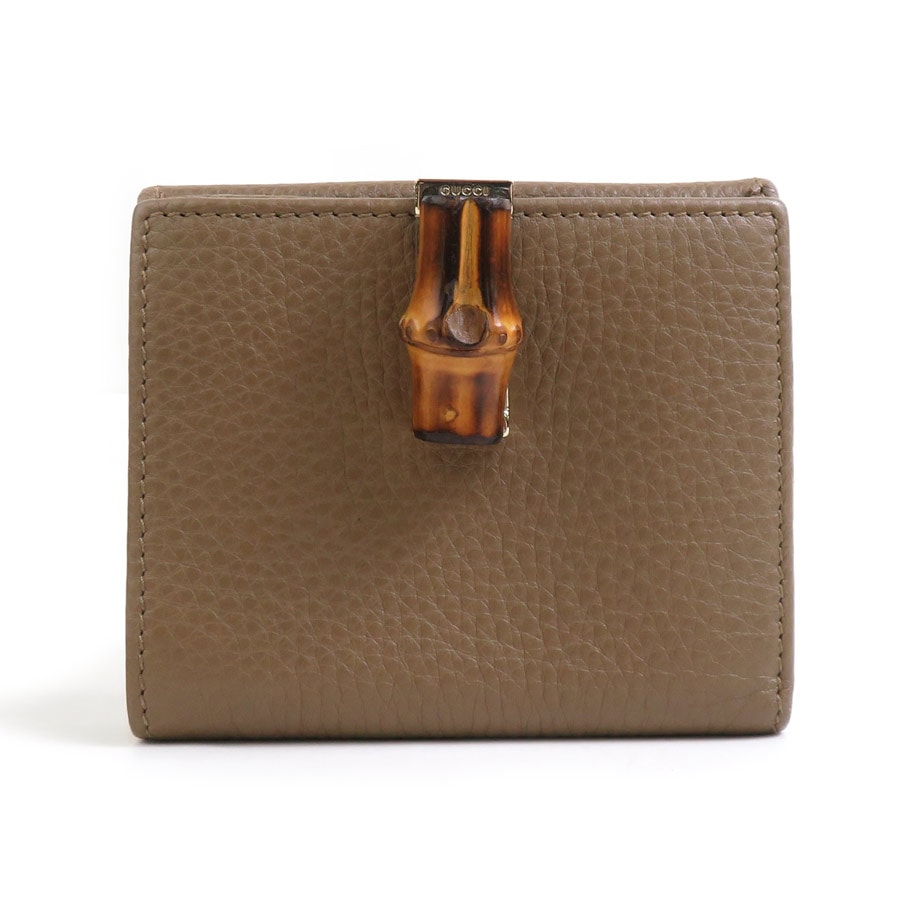 グッチ GUCCI 二つ折り財布 バンブー レザー ブラウン レディース 335965 e60619g