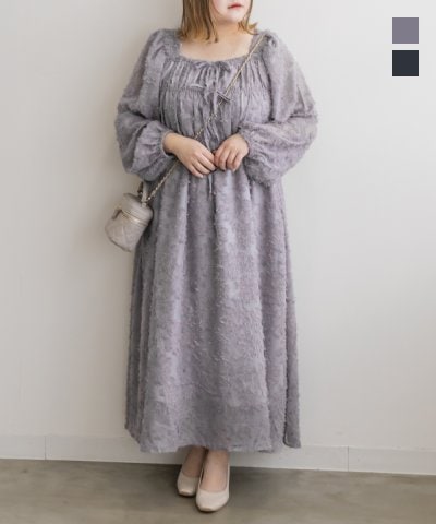 大きいサイズ レディース LL 3L 4L XL XXL XXXL CLETTEオリジナルフラッフィー花柄ワンピース