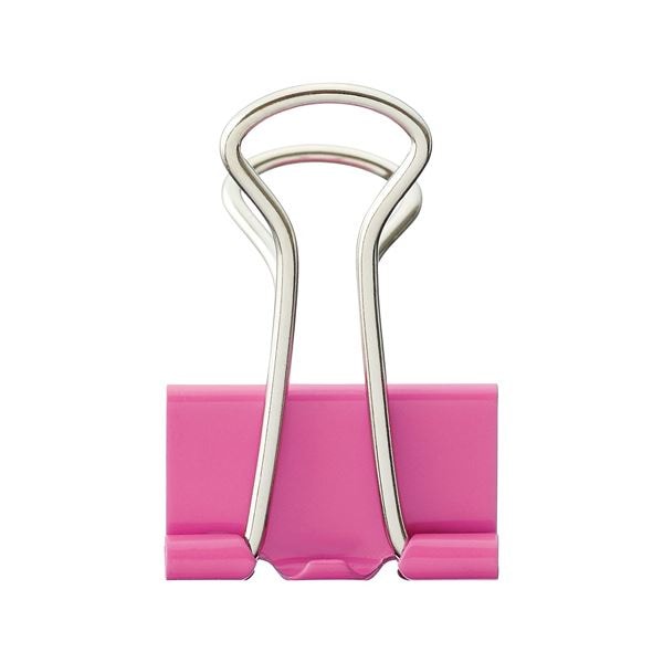 (まとめ) TANOSEE ダブルクリップ 中 口幅25mm ピンク 1箱（10個） (×100セット)