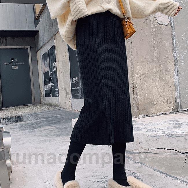 ニットスカート レディース ロングスカート オフィス ニット タイトスカート スリット入り 秋冬 スカート マキシ丈スカート 厚手 通勤
