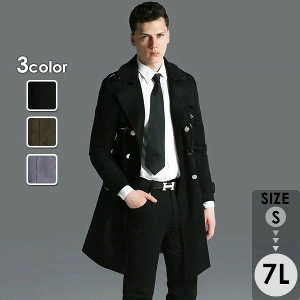ロングコート メンズ チェスターコート 3カラー ビジネス かっこいい 大きいサイズ アウター メンズファッション 防寒 体型カバー おしゃれ 春 秋冬 グリーン ブラック グレー 20代 30代 4
