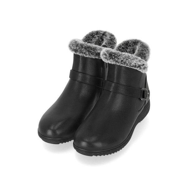 軽量クッション起毛ファー防寒女性アンクルブーツ 2XWA67XD-GN