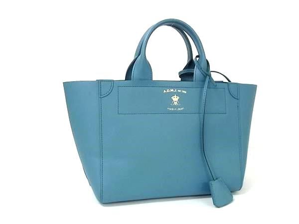 トートバッグ ハンドバッグ - ブルー系 ゴールド金具 レザー レディース【本物保証】