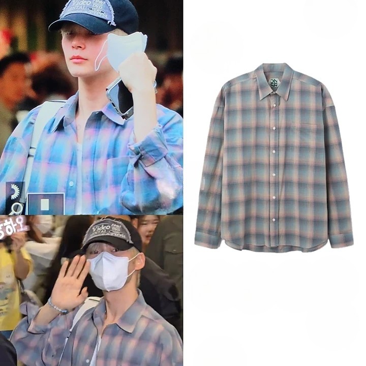【ZEROBASEONE ソンハンビン着用】oversize flannel check shirts pink フランネルシャツ 韓国ファッション