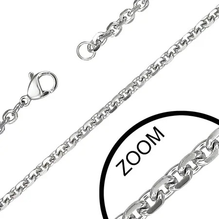2.6mm 4面カットあずきチェーン ネックレス 首飾り 40-60cm サージカルステンレス316L 短い 長い ロング ショート プレゼント 男性 女性 アクセサリー stc00cvm009