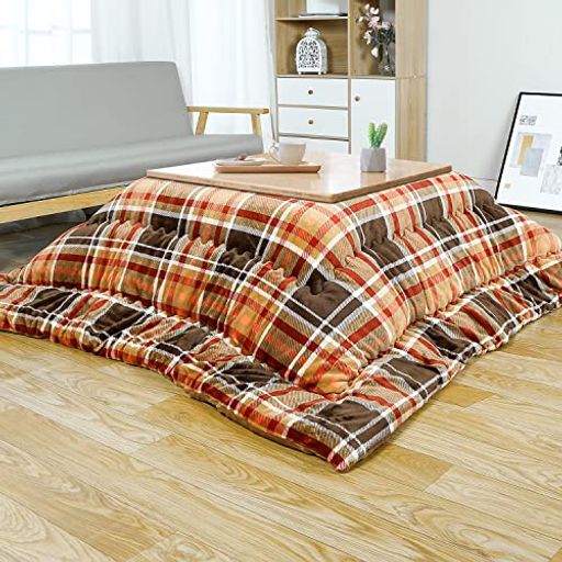 JEMAジェマ こたつ布団 こたつ厚掛け布団 掛け布団単品 リバーシブル 両面使える フランネル 発熱綿使用 保温性 丸洗いOK 毛抜けない チエック柄1 185X185CM 4,939円