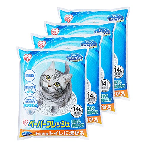 アイリスオーヤマ 猫砂 ペーパーフレッシュ トイレに流せる 固まる PFC-14L (紙製) 14L×4袋 (ケース販売) 5,725円