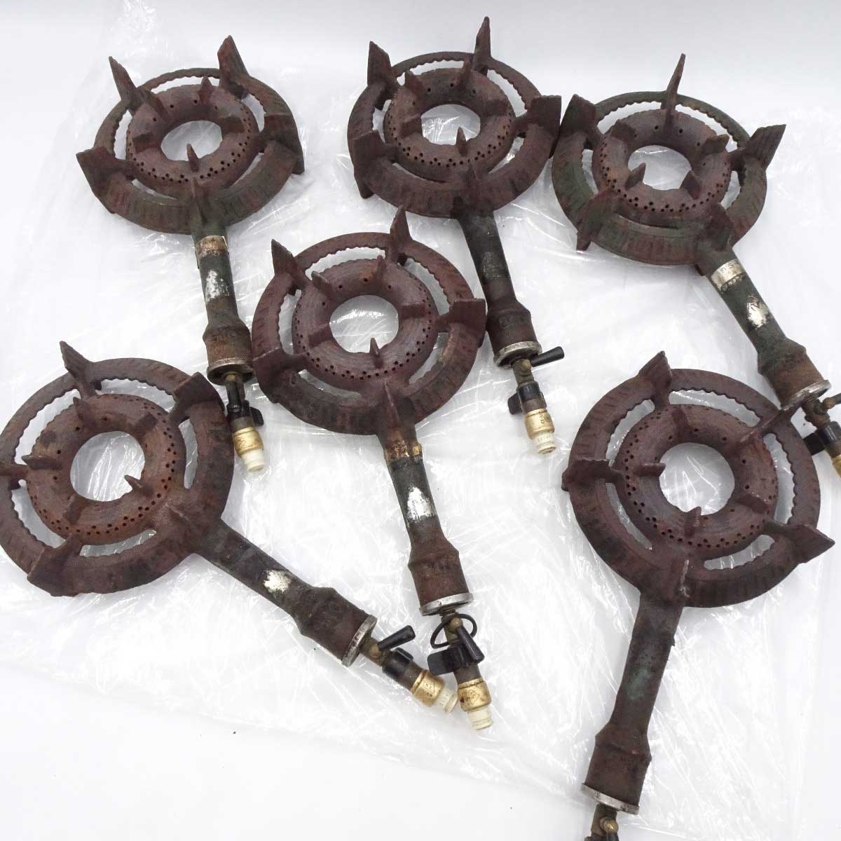 【中古】[6点セット] タチバナ製作所 鋳物コンロ TS-4 業務用 店舗 LPガス