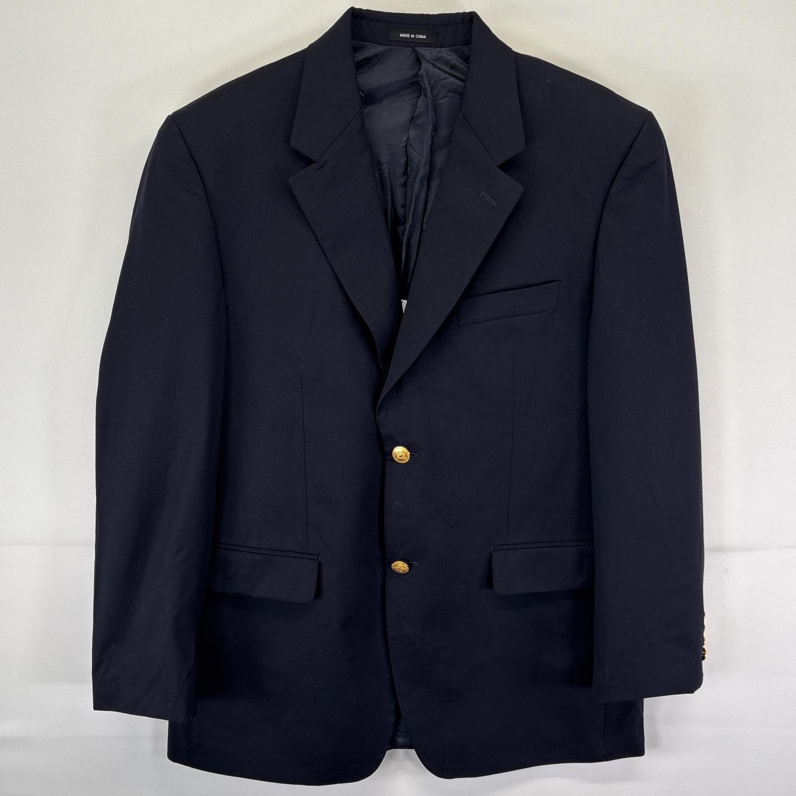 古着 テーラードジャケット スーツ ブレザー 金ボタン 39R ブラック 無地 メンズ