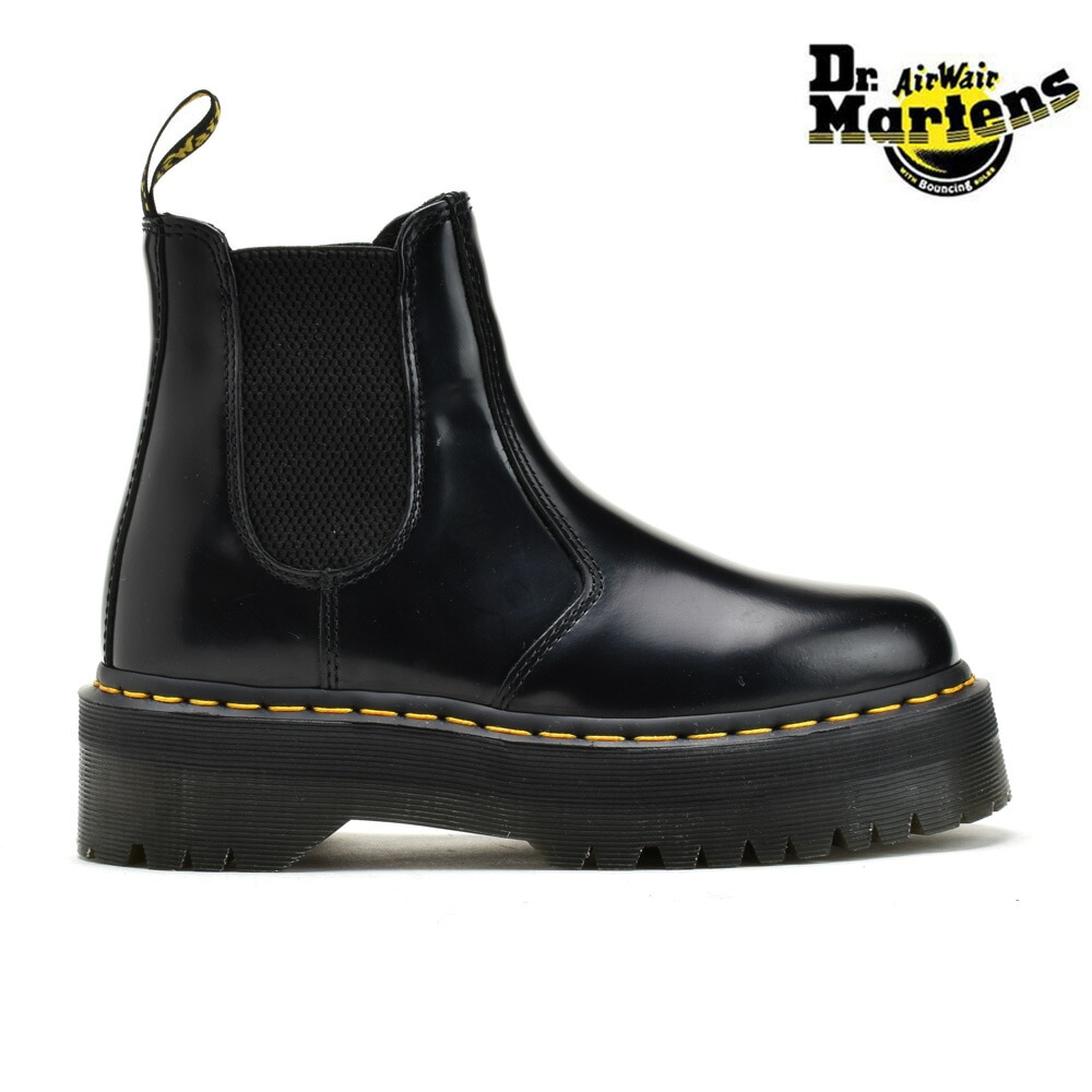 ドクターマーチン Dr.MARTENS 2976 QUAD R24687001 BLACK サイドゴアブーツ チェルシーブーツ 厚底 ブラック 黒 レディース 【r24687001】