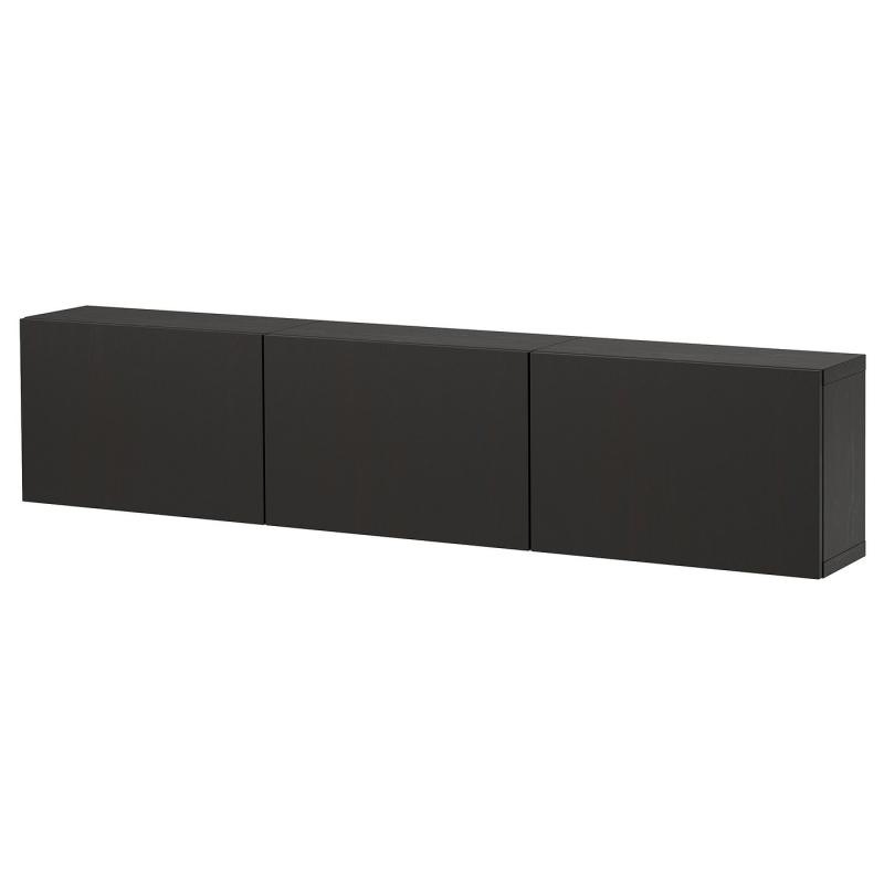 BESTA ベストー 壁取り付け式キャビネットコンビネーション - ブラックブラウン/ラップヴィーケン ブラックブラウン 180x22x38 cm