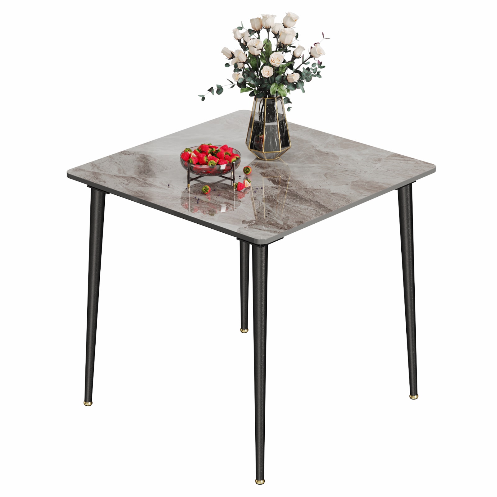 ダイニングテーブル 食卓 テーブル 2人用 大理石風 石材天板 単品 幅80 おしゃれ モダン 2人掛けテーブル 正方形 グレー