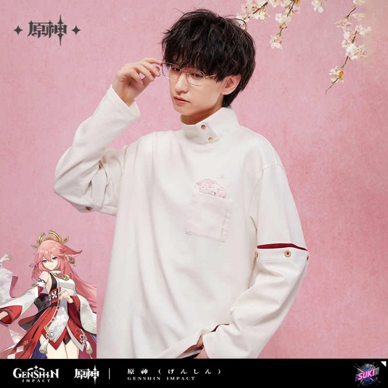 【プロ品質を極める!】原神 / 八重神子 インプレッションシリーズ / 立ち襟長袖tシャツ / Genshin Impact Yae Miko げんしん コスプレ tシャツ トップス 2