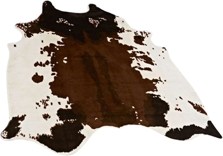 フェイクファー カーペット ラグ アニマル 牛 うし ファーラグ アクセントラグ ファーマット(アニマル柄 牛, 133x146cm)