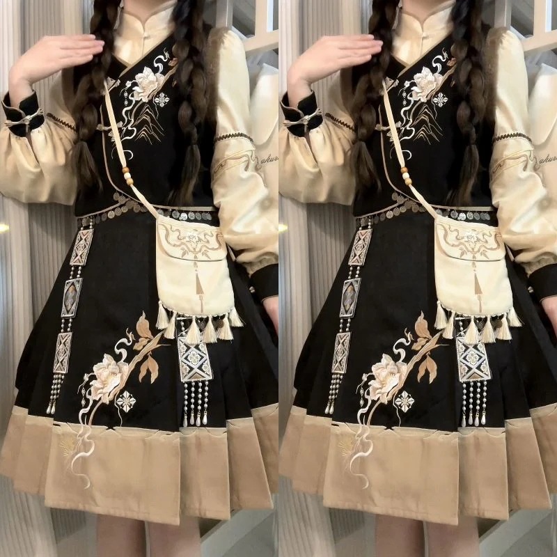 【フルセット】惊雲新韓国韓cos要素シャツ馬甲半スカート民族