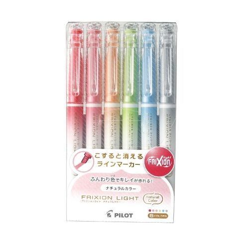 フリクションライト ナチュラルカラー 6色セット【10個セット】こすると消えるペン 何度でも書き直せるマーカー 筆記具 文房具 ステーショナリー SFL-60SL-6CN
