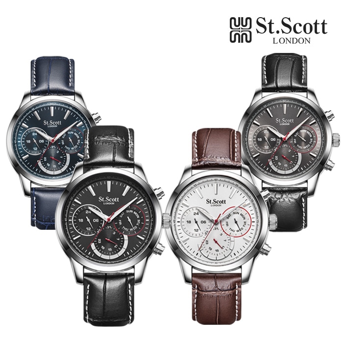 ST.SCOTT LONDON ST2101Lハーデスマルチメンズレザー時計