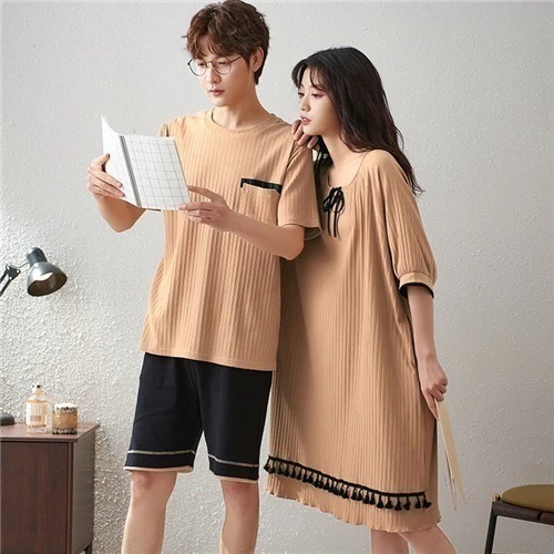 2026春新商品ペア パジャマ 半袖 春夏 レディース ワンピース パジャマ メンズ 綿100% ペア パジャマ ギフト カップル ペア ルームウェア 夏 結婚祝い プレゼント ペア パジャマ スウェ