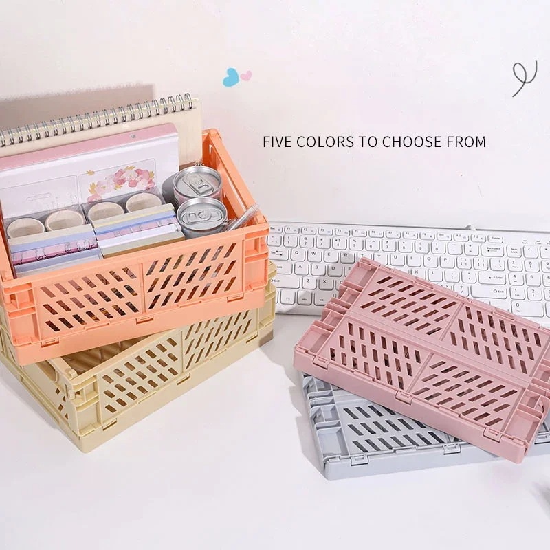 プラスチック製折りたたみ式収納ボックス,5色あり,学生用コンテナ,文房具,折りたたみ式コンテナ