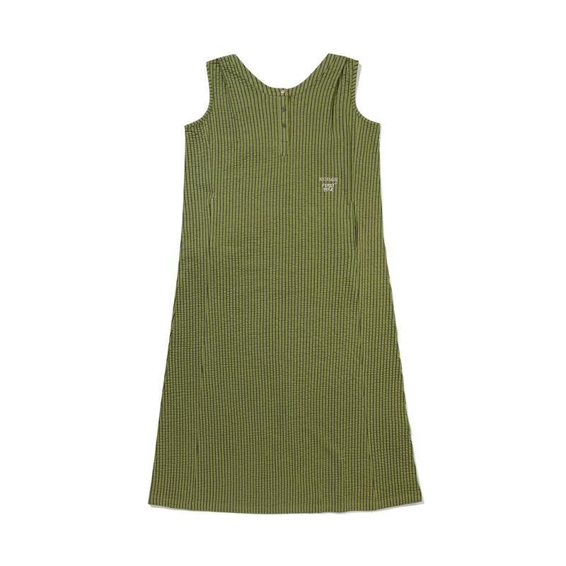 [公式]シネラウンジ シアサッカー スリーブレス ワンピース KHAKI