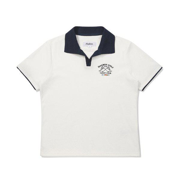 [マルボン公式] 女性配色オープンカラーTシャツ OFF WHITE (WOMAN)