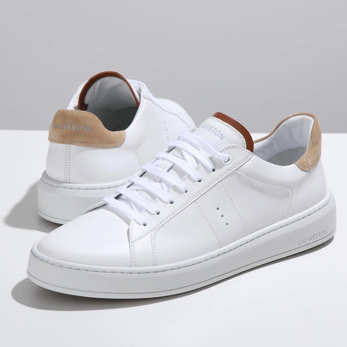 J.M. WESTON ジェイエムウエストン スニーカー On Time #624 オンタイム 13N9GUF62452 メンズ ローカット レザー シューズ 靴 WHITE/BEIGE/TANカジュアル