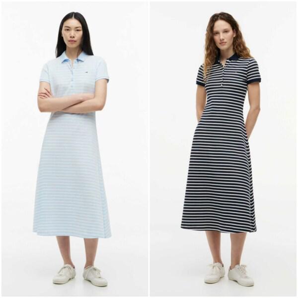 女性コットンブレンドマキシポロワンピース T32G6WOP33TWT2 TOMMY JEANS