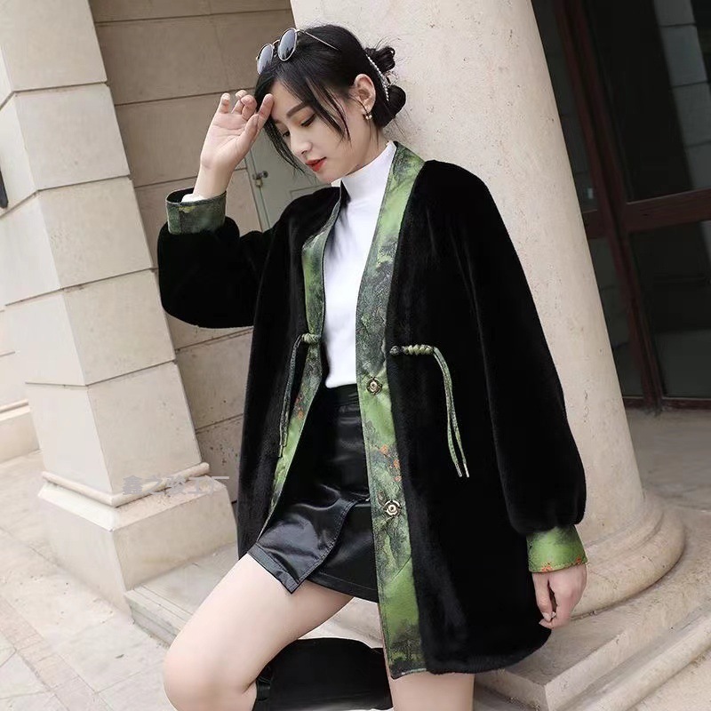 新しいミンクベルベットコート女性用模造毛皮コート新しい中国風の冬肥厚中国風西洋風の母親服大きいサイズ